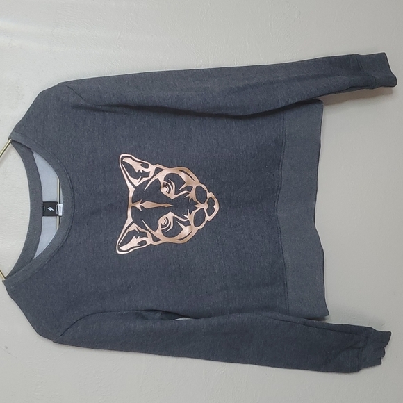 Electric Yoga Charcoal Gray Cougar/ Lioness Sweatshirt Size Small NWOT - Picture 1 of 7